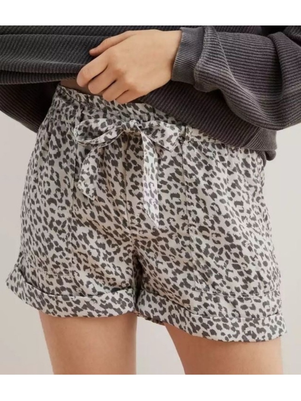 aerie Gray & Black Leopard Print Lounge Shorts
